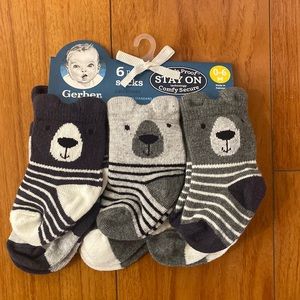 Gerber Baby Socks, Pack of 6, Size 0-6 Months